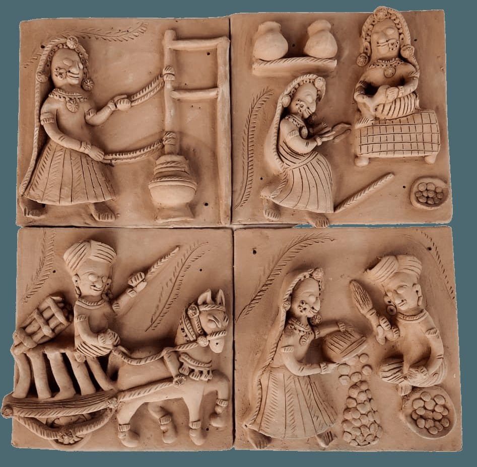 Story of the four walls miniature clay plaque set